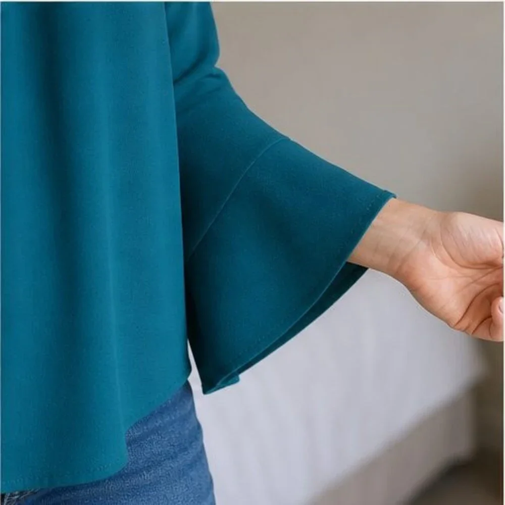 Gray V Neck Top